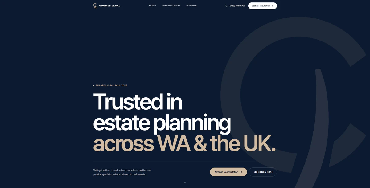 Coombs Legal website homepage