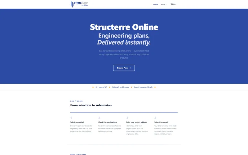 Structerre Online website homepage