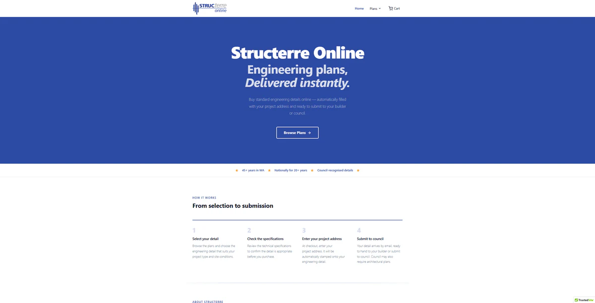 Structerre Online website homepage